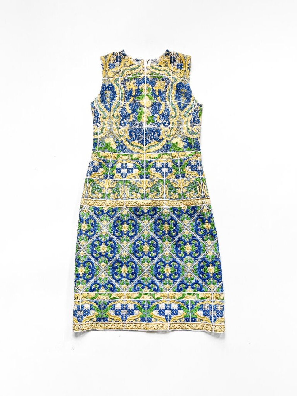 Dolce & Gabbana Majolica Guipure Lace Dress Blue Yellow Size IT 46 US 10 NEW NWT - Picture 3 of 12